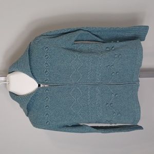 Eagle's Eye Lamb's Wool Zippered Cardigan in Teal - Small